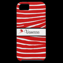 Zebra Pattern/Red+Personalize Name casemate cases