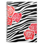 Zebra pattern + red roses Notebook