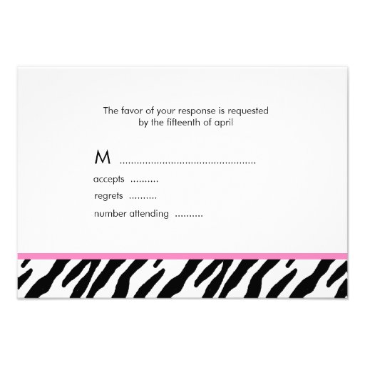 Zebra Pattern Response Cards Personalized Announcement