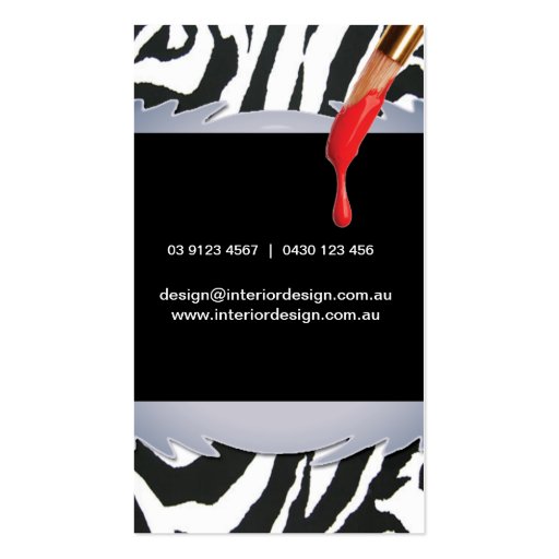 Zebra Pattern with Paint Tin Business Card Templates (back side)