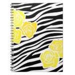 Zebra pattern + yellow roses Notebook