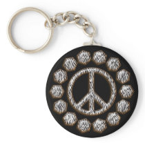 ZEBRA PEACE SIGN KEY CHAINS