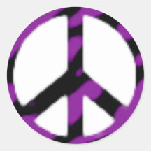 zebra-peace-sign round sticker