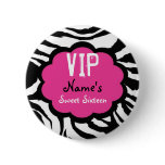 Zebra Personalized VIP Sweet Sixteen Party Favor buttons