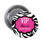 Zebra Personalized VIP Sweet Sixteen Party Favor Button
