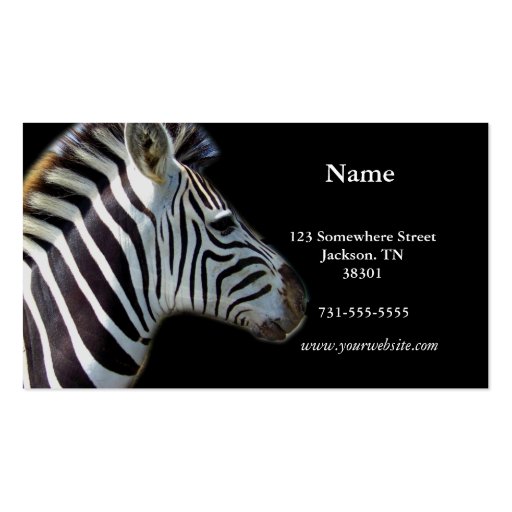 Zebra Photograph Business Cards (front side)