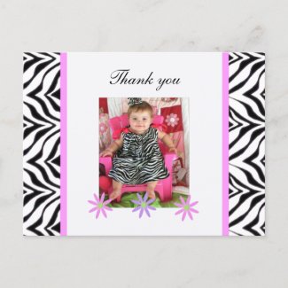 Zebra: Picture: Thank You Postcard