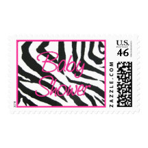 Zebra Pink Baby Shower Postage Stamp