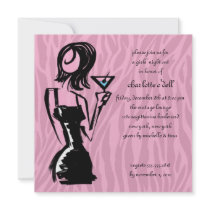 zebra pink; bachelorette invitations