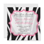 Zebra & Pink Birthday Party Invites
