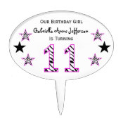 Zebra Pink &amp; Black:11th Birthday Party Cake Topper