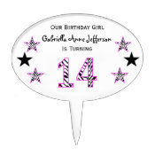 Zebra Pink &amp; Black:14th Birthday Party Cake Topper