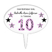 Zebra Pink &amp; Black: 1th Birthday Party Cake Topper