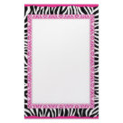 Zebra & pink border custom stationery