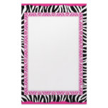 Zebra &amp; pink border custom stationery
