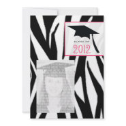 Zebra & Pink Class of 2012 Graduation Photo Invite zazzle_invitation