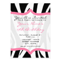Zebra & Pink Cupcake Birthday Party Invite