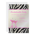Zebra/pink martini Bachelorette Party invitation