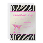 Zebra/pink martini Bachelorette Party Custom Invites