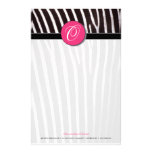 zebra; pink monogram stationery