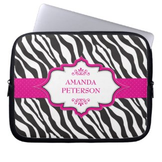 Zebra Pink Ribbon Electronics Bag electronicsbag