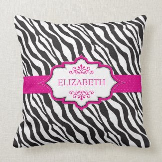 Zebra Pink Ribbon Jo Pillow throwpillow