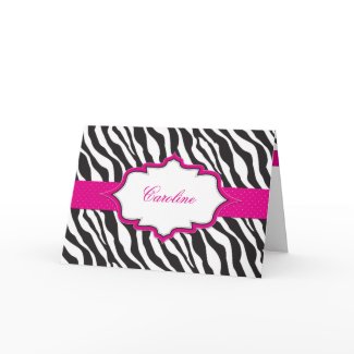 Zebra Pink Ribbon Thank You Card card