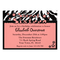 Zebra Pink Sweet Sixteen Birthday Party Invitation invitations