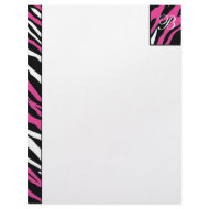 Zebra - Pink & White Letterhead letterhead