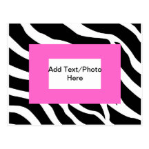 Zebra Pink White Template Postcards