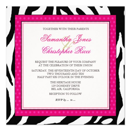 zebra/polka dots/hot pink custom announcement