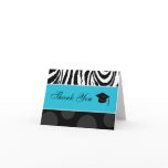 Zebra &amp; Polka Dots Print with Cap: Blue Greeting Card