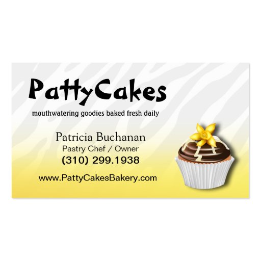 Zebra Pop Cupcakes - ombre yellow Business Cards (back side)