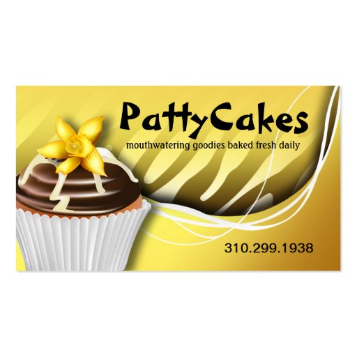 Zebra Pop Cupcakes - ombre yellow Business Cards (front side)