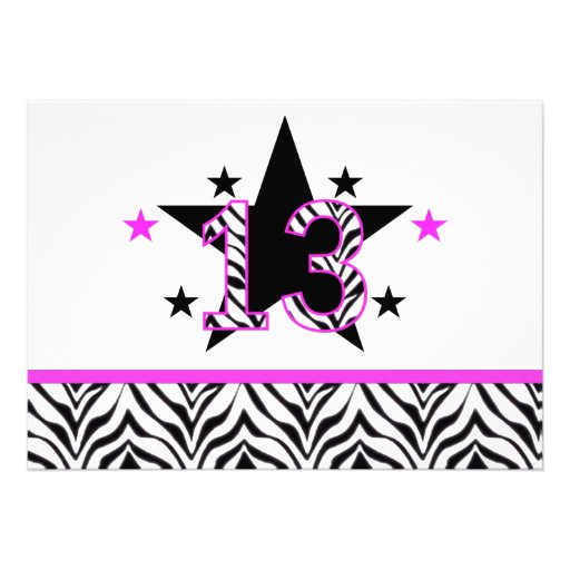 Zebra Print: 13th Birthday Party Invitations