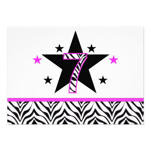 Zebra Print: 7th Birthday Party Invitations