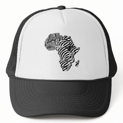 Zebra Print African Safari Africa Map Trucker Hats by Funkart