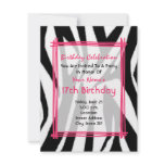 Zebra Print And Hot Pink Fashion Birthday Invite