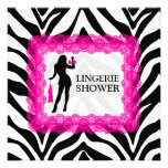 Zebra Print and Hot Pink Lace Bridal Shower Custom Invite