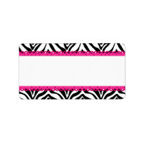 Zebra Print and Hot Pink Lace Personalized Address Labels