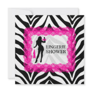 Zebra Print and Hot Pink Lace Lingerie Shower invitation