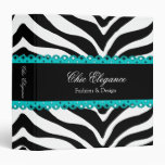 Zebra Print and Lace Turquoise 1.5 Inch Binder