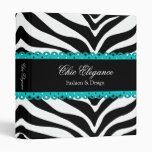 Zebra Print and Lace Turquoise 1 Inch Binder