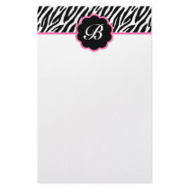 Zebra Print and Monogram Stationery
