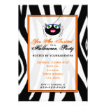Zebra Print and Orange Girl Spider Halloween Party Personalized Invites