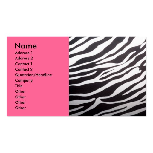 Zebra print and pink business card