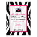 Zebra Print and Pink Girl Spider Halloween Party Custom Announcement