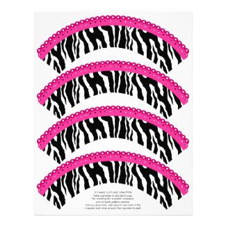Zebra Print and Pink Lace Cupcake Wrappers Letterhead Design
