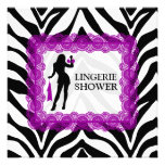 Zebra Print and Purple Lace Lingerie Shower Custom Invitation