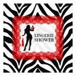 Zebra Print and Red Lace Lingerie Shower Custom Invite